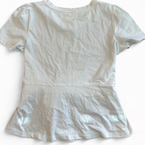 Anthropologie Maeve White Short Sleeve Blouse with Ring Detail - Picture 3 of 4